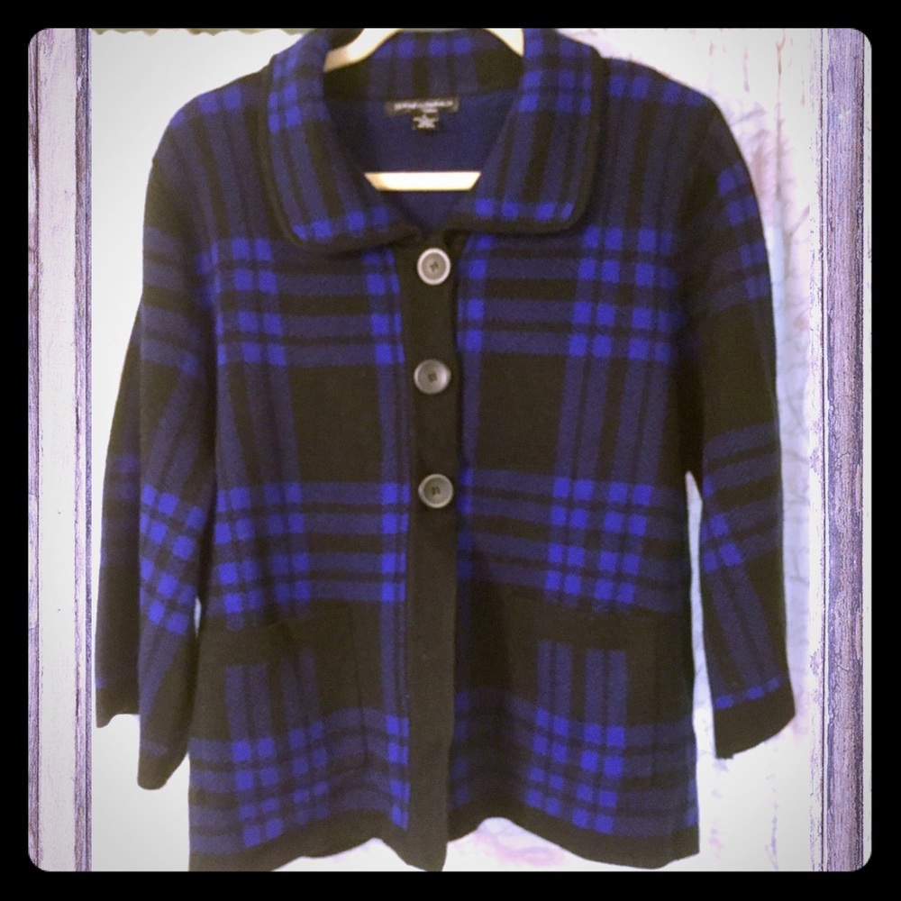 Designers Original Black and Blue Plaid Sweater